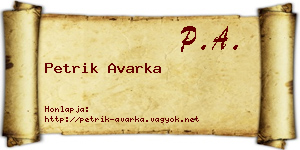 Petrik Avarka névjegykártya